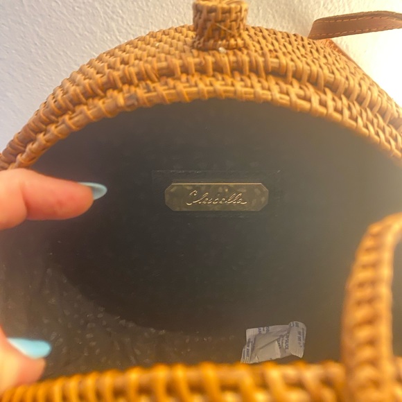 Anthropologie Cleobella Williamsburg Crossbody Bag Purse Wicker Pom Fringe H36 - Picture 4 of 6